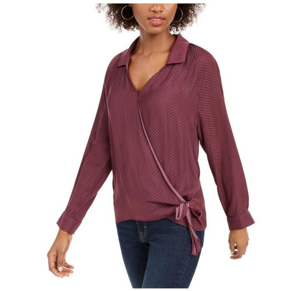 LEYDEN women top blouse shirt 70296LMA-G90 burgundy plum JCQRD sz XS $89
